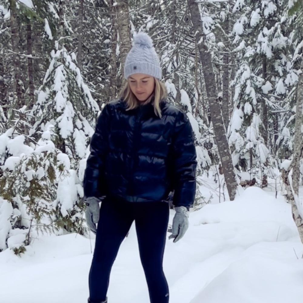 Fabletics Glossy Charcoal Puffer Jacket